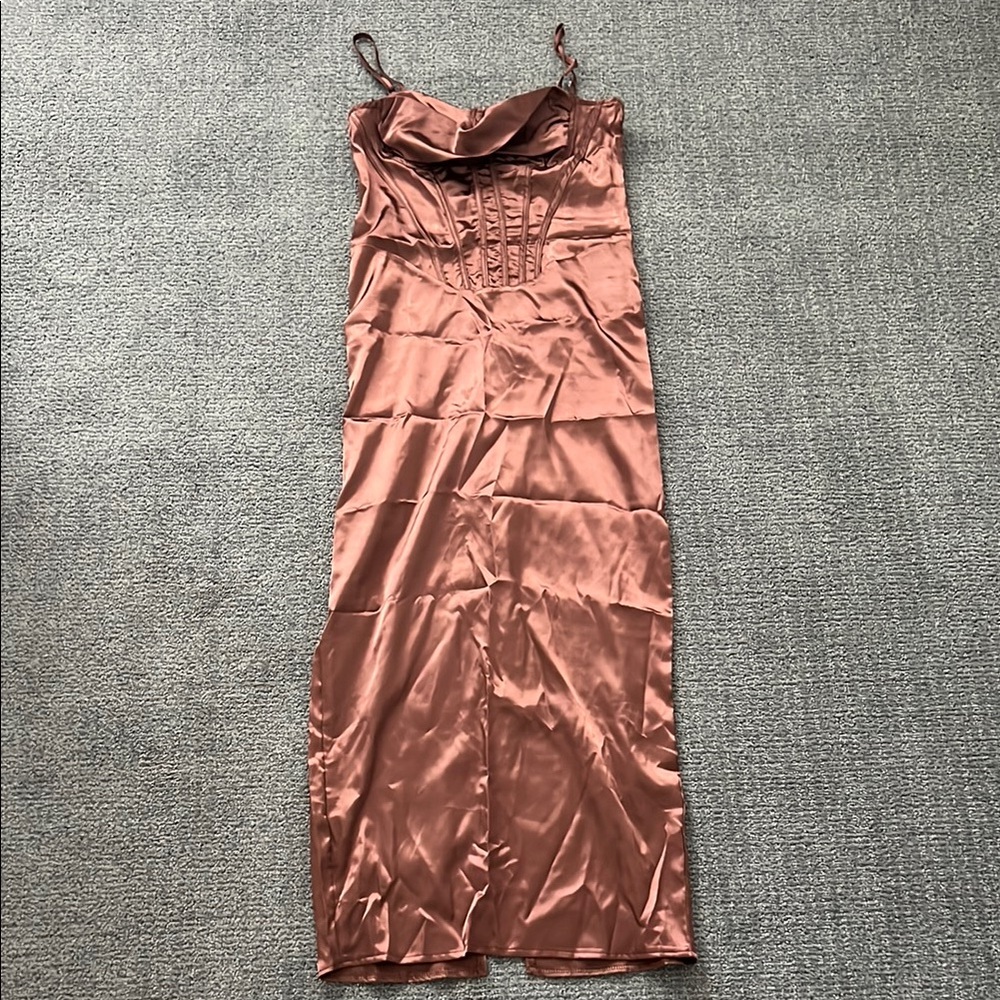 Silky Satin Dress in Rose Gold